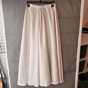 Unbranded Cream Beige Full Circle Maxi Skirt Elastic Waist Flowy Minimalist